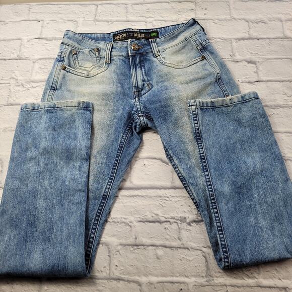 Prefixo Men's Denim Jeans Brazil size 40 Skinny Bleached Distressed Faded READ - Picture 2 of 15